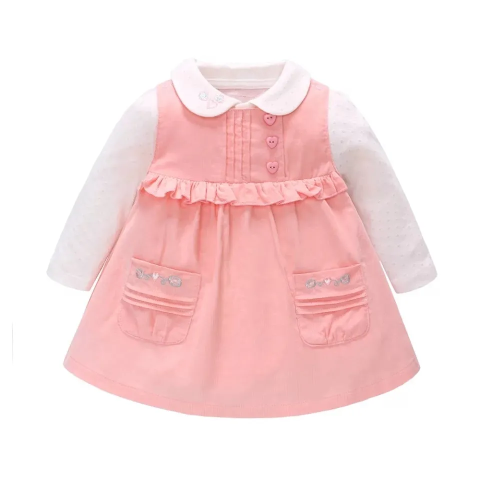 Vlinder Baby Girl Clothes Baby girl dress 2 pcs set Snug Spring Autumn Long Sleeves dress & Bodysuit T shirt set Birthday dress