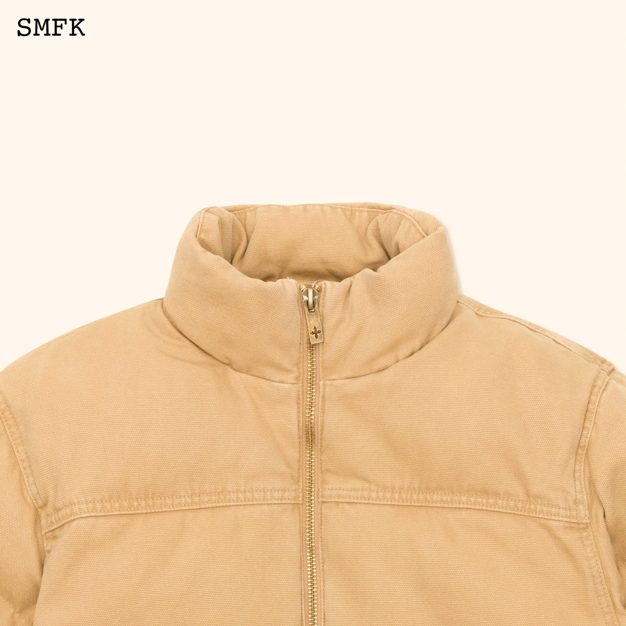 WildWorld Adventure Hiking Puffer Jacket In Wheat