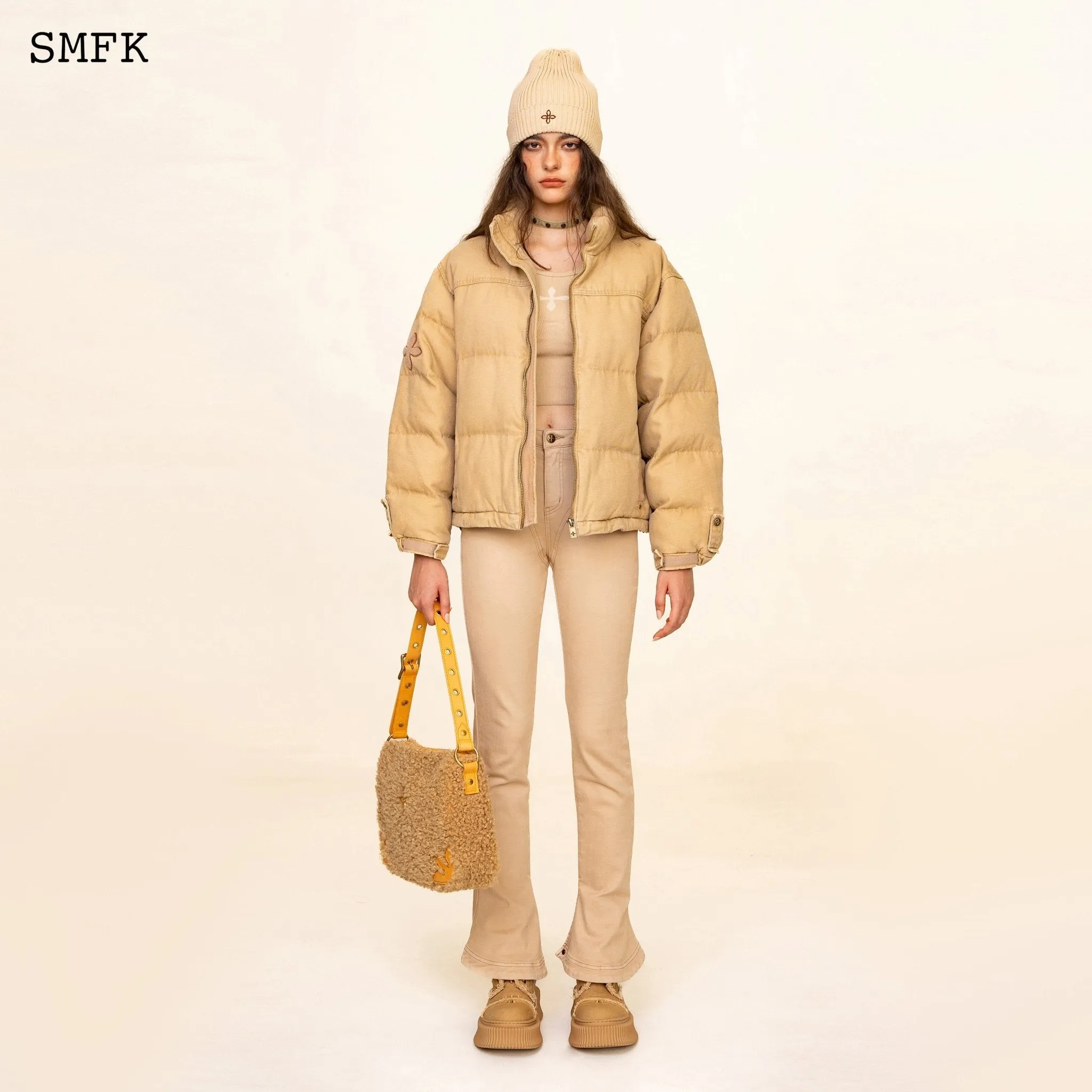 WildWorld Adventure Hiking Puffer Jacket In Wheat