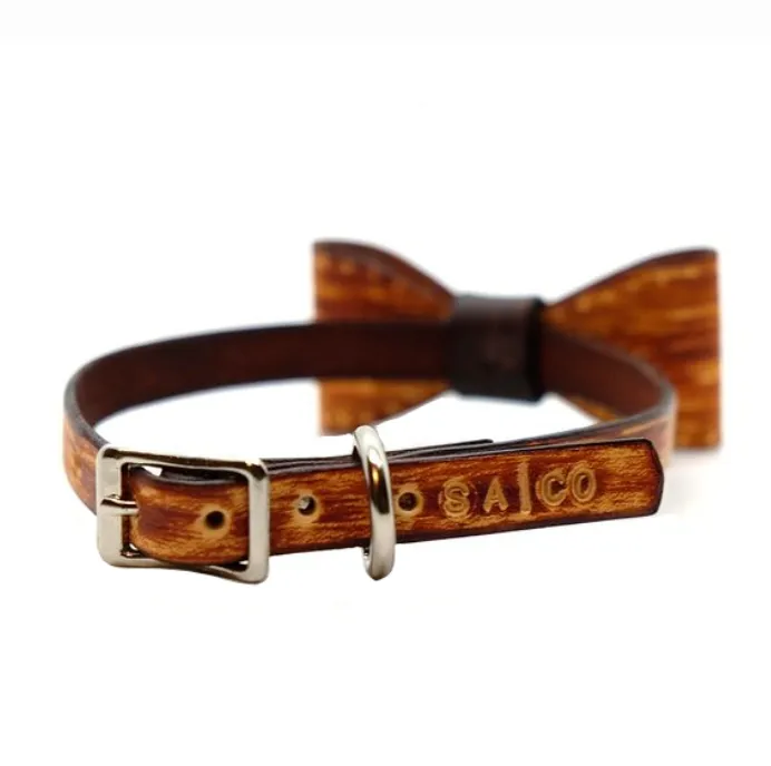 Wood Grain Mini Collar & Bow