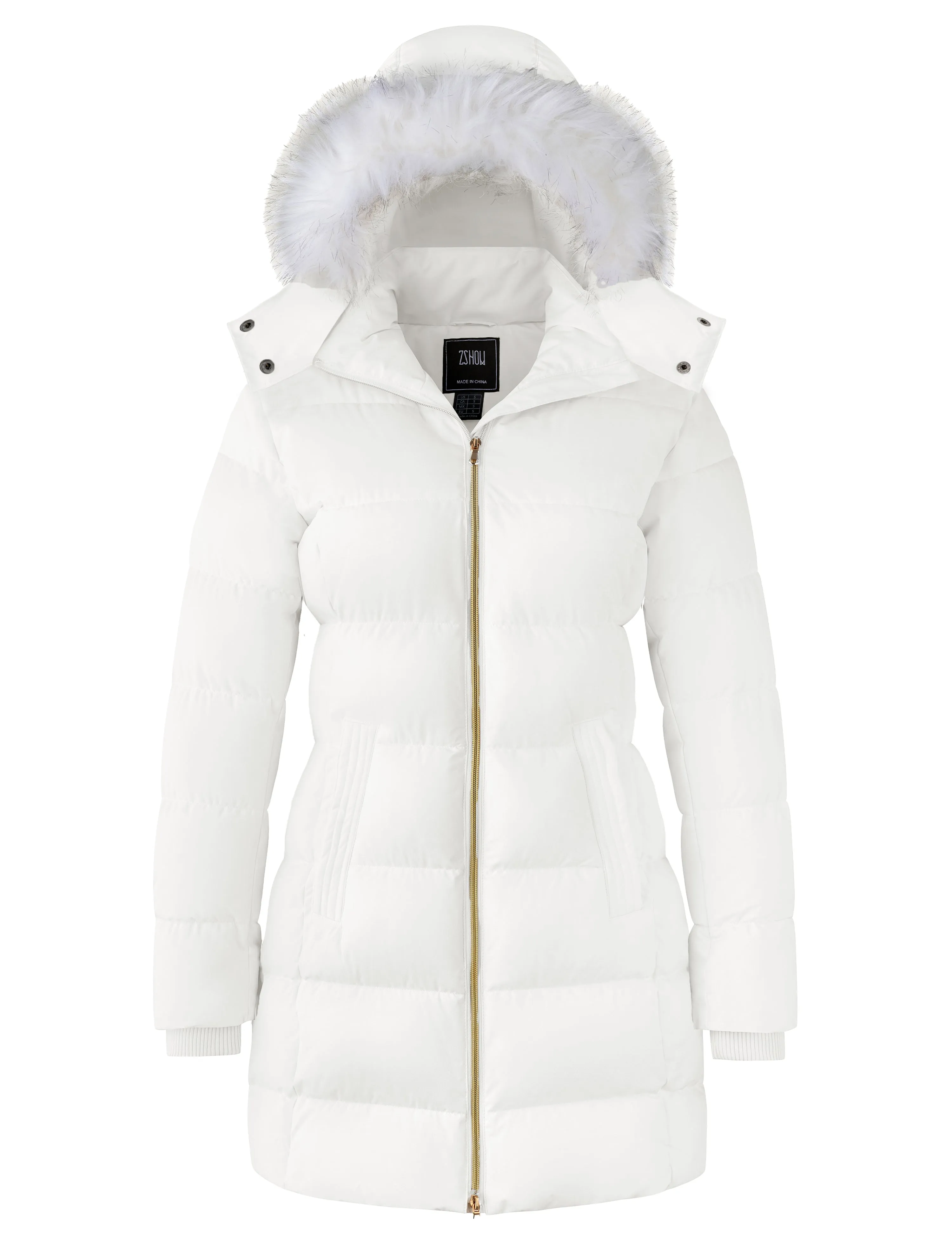 ZSHOW Women's Winter Coat Warm Quilted Thigh-Length Puffer Jacket